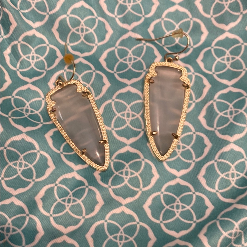 Gold and Silver Arrowhead Earrings with Translucent Stone